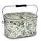 Dritz® Green Sewing Print Small Oval Sewing Basket With Metal Handle